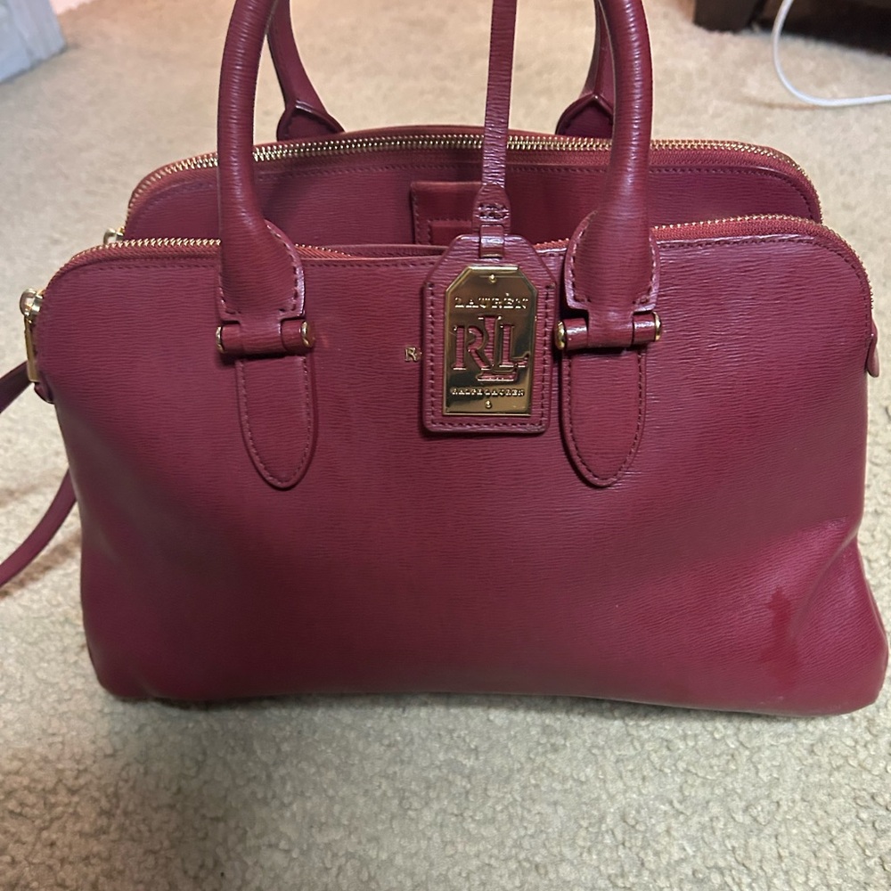 Ralph Lauren Burgundy Leather Satchel - Picture 2 of 12